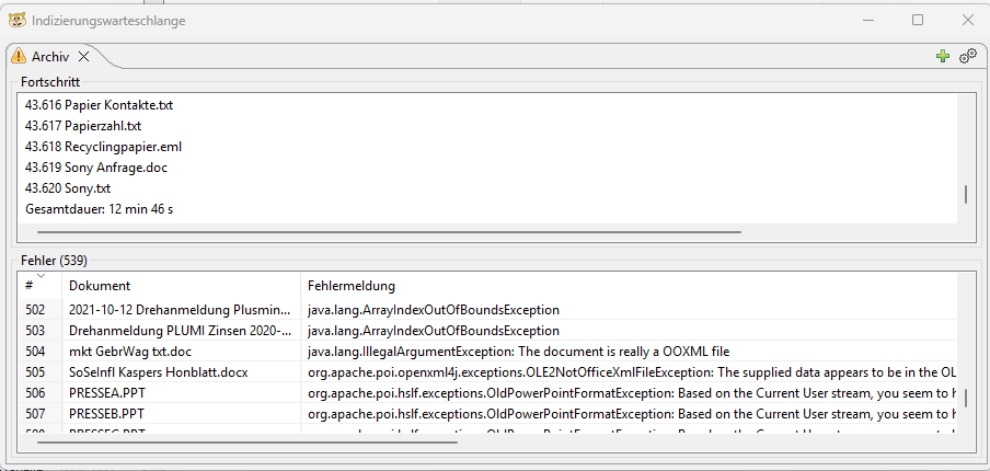 DocFetcher Indexeinstellungen