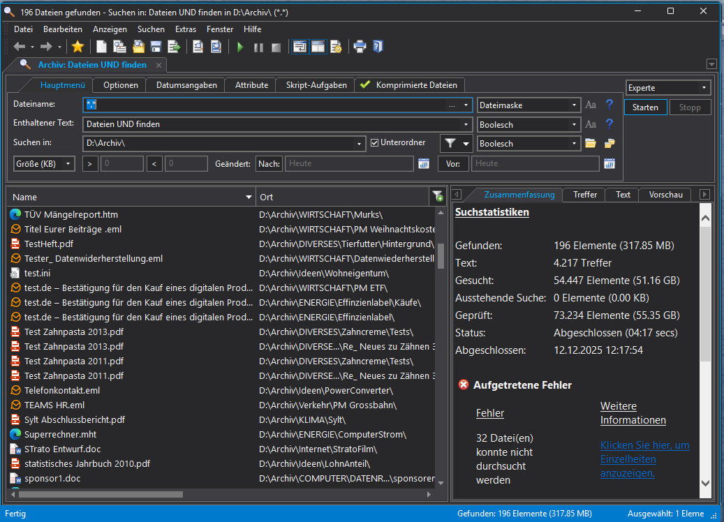 FileLocator Pro Suchergebni