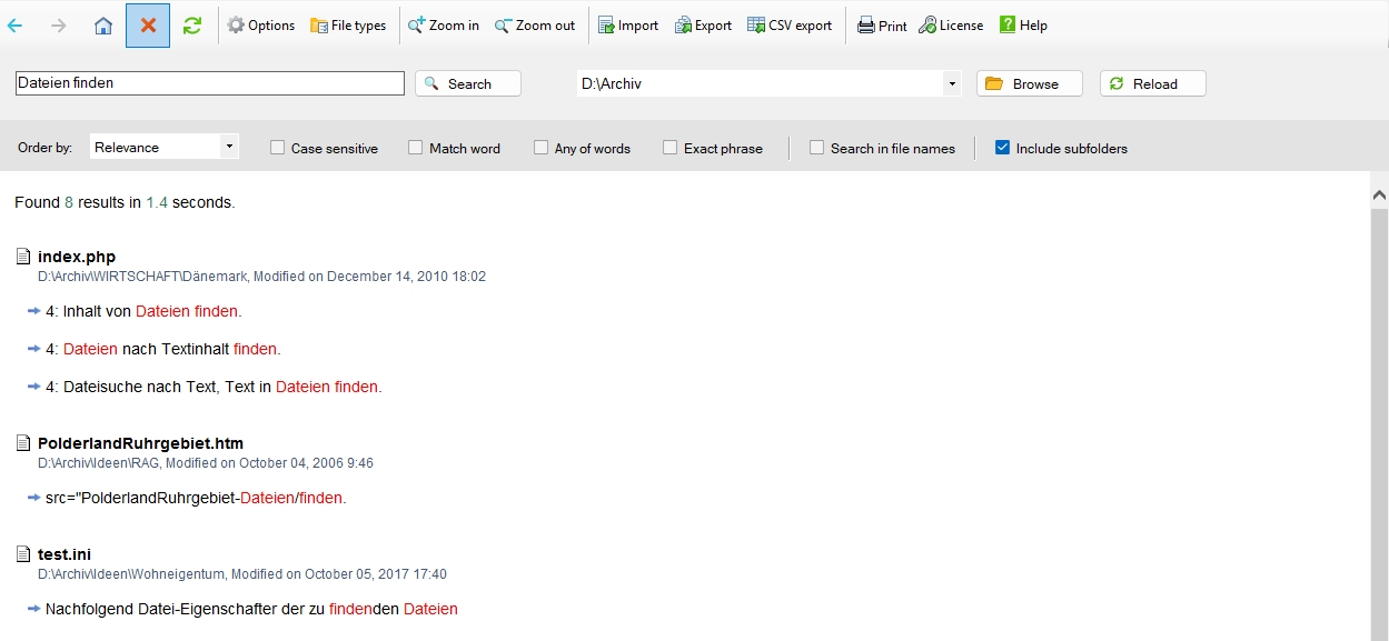 SeekFast 2-Word Search Result