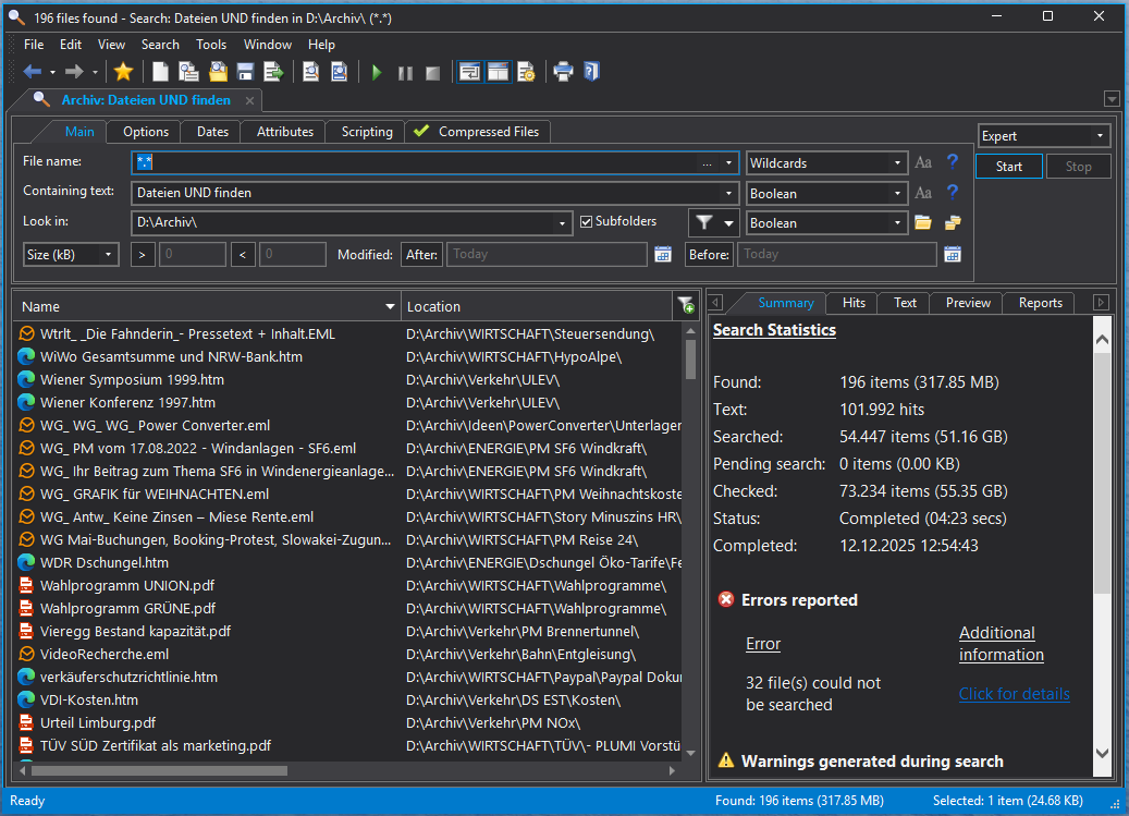 FileLocator Pro Search Result