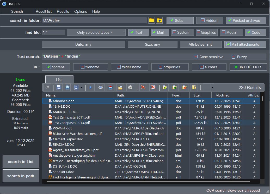 FINDIT 6 Search Result